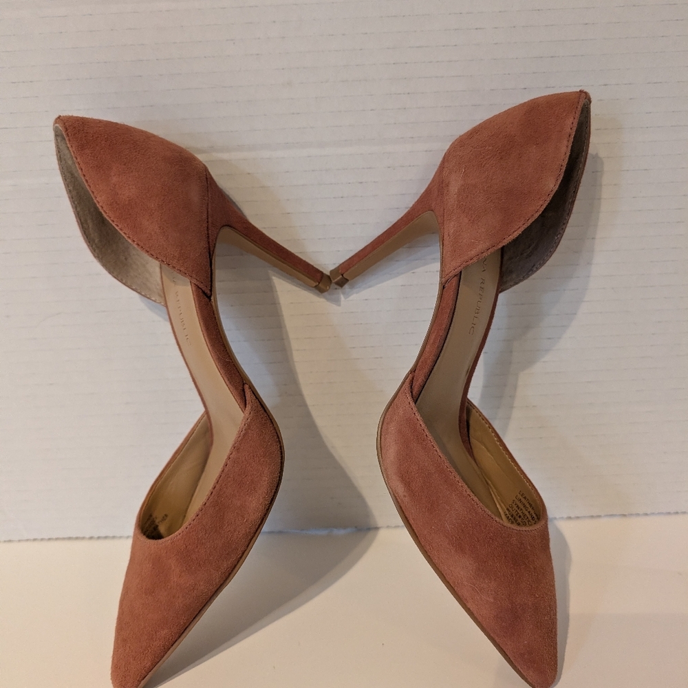 Banana Republic Womens‎ Cafe Au Lait Brown Suede Heels Sz.6 - Picture 7 of 14